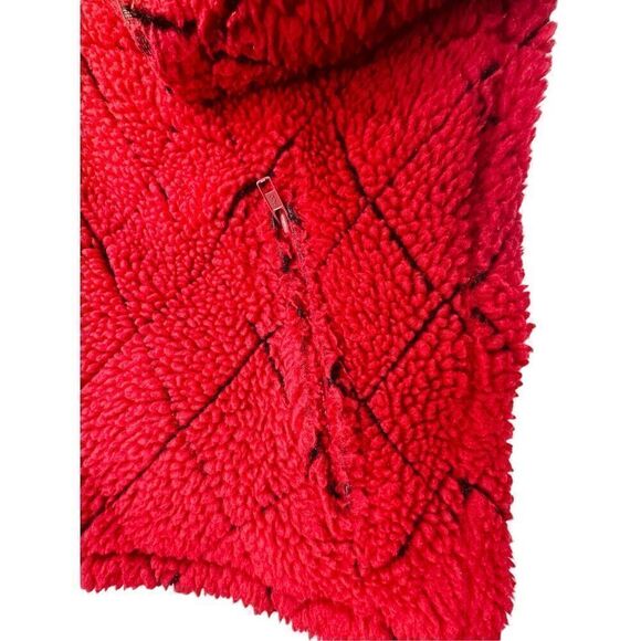 VTG LL Bean Quilted Sherpa Coat Red True Vintage Made in USA Size Medium - Picture 5 of 12